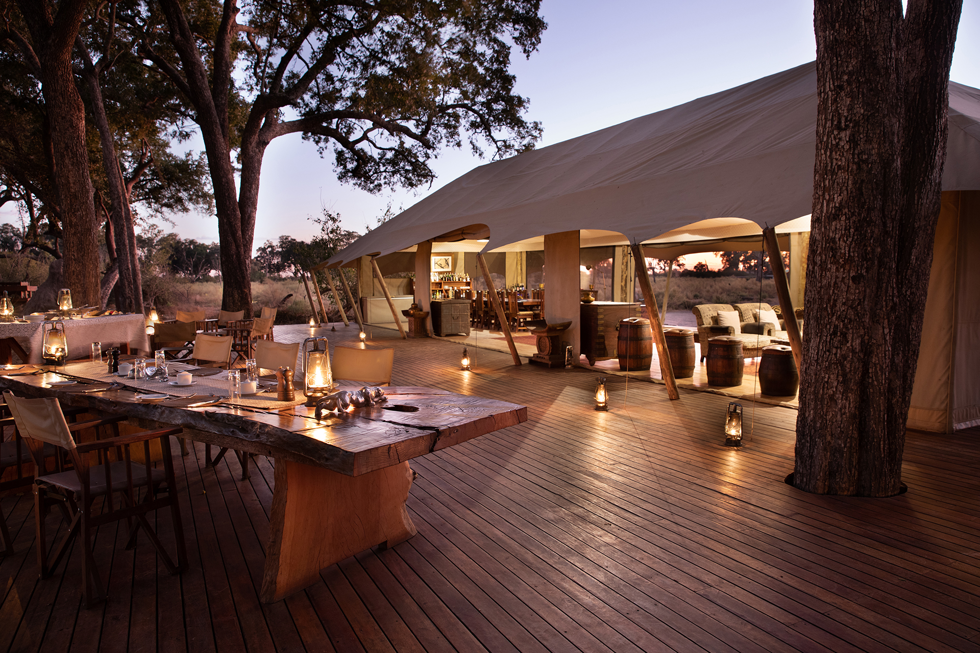 Great plains duba explorers camp main area dinner setup