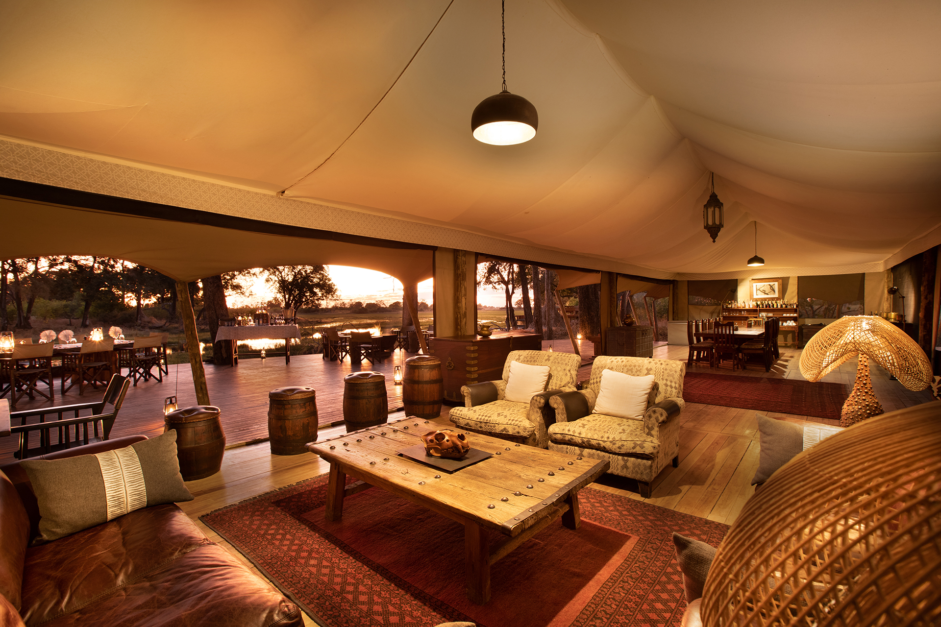 Great plains duba explorers camp main area sunset