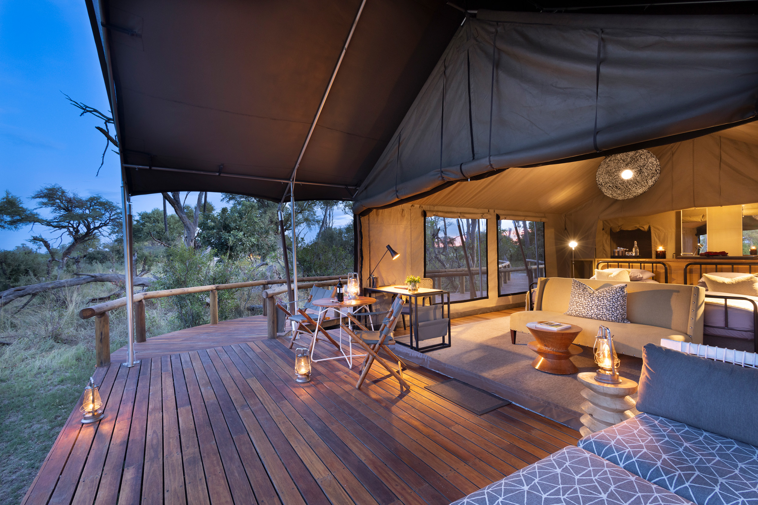 Machaba safaris botswana gomoti camp room deck
