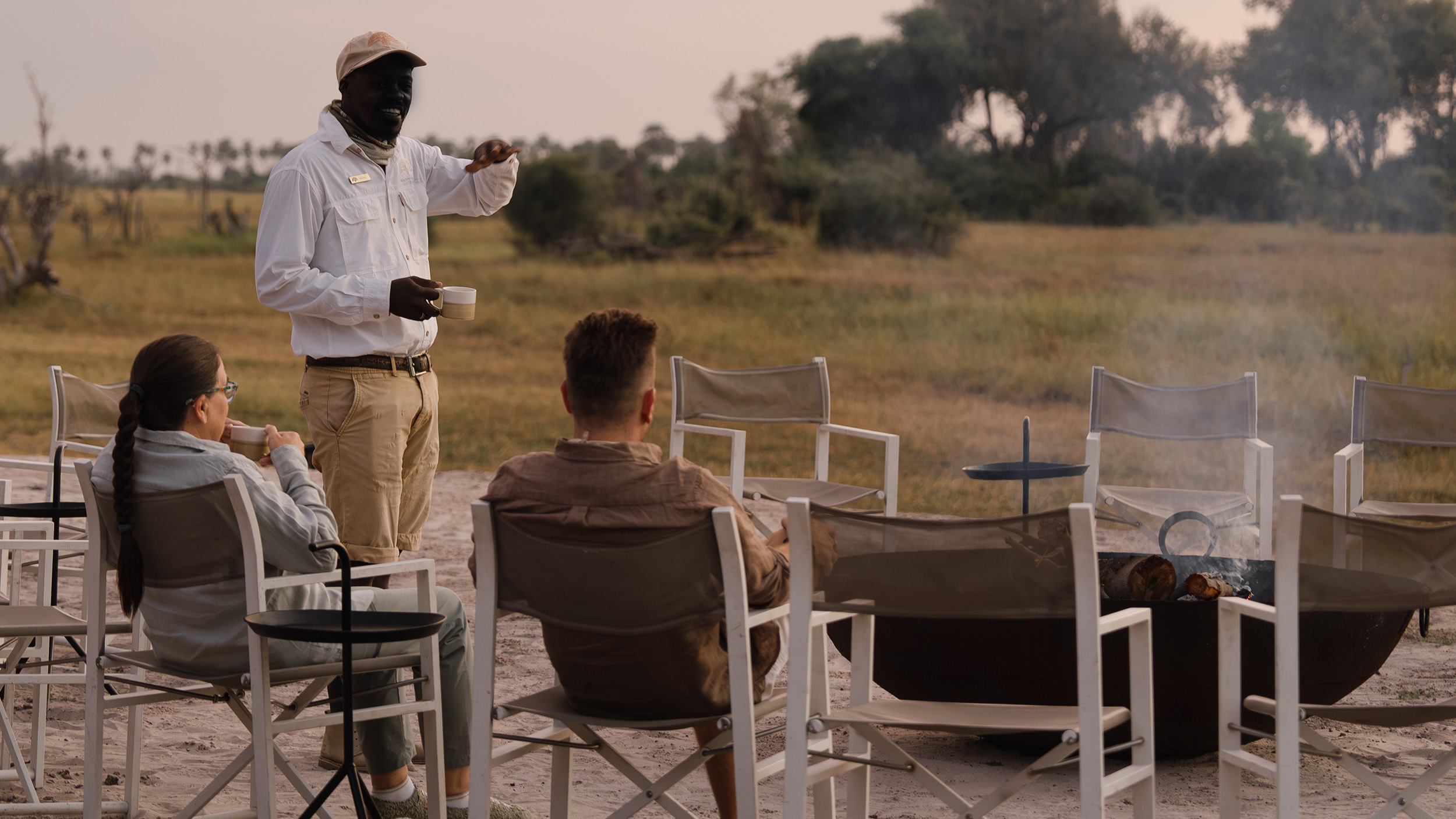 Machaba safaris botswana gomoti camp strories around fire