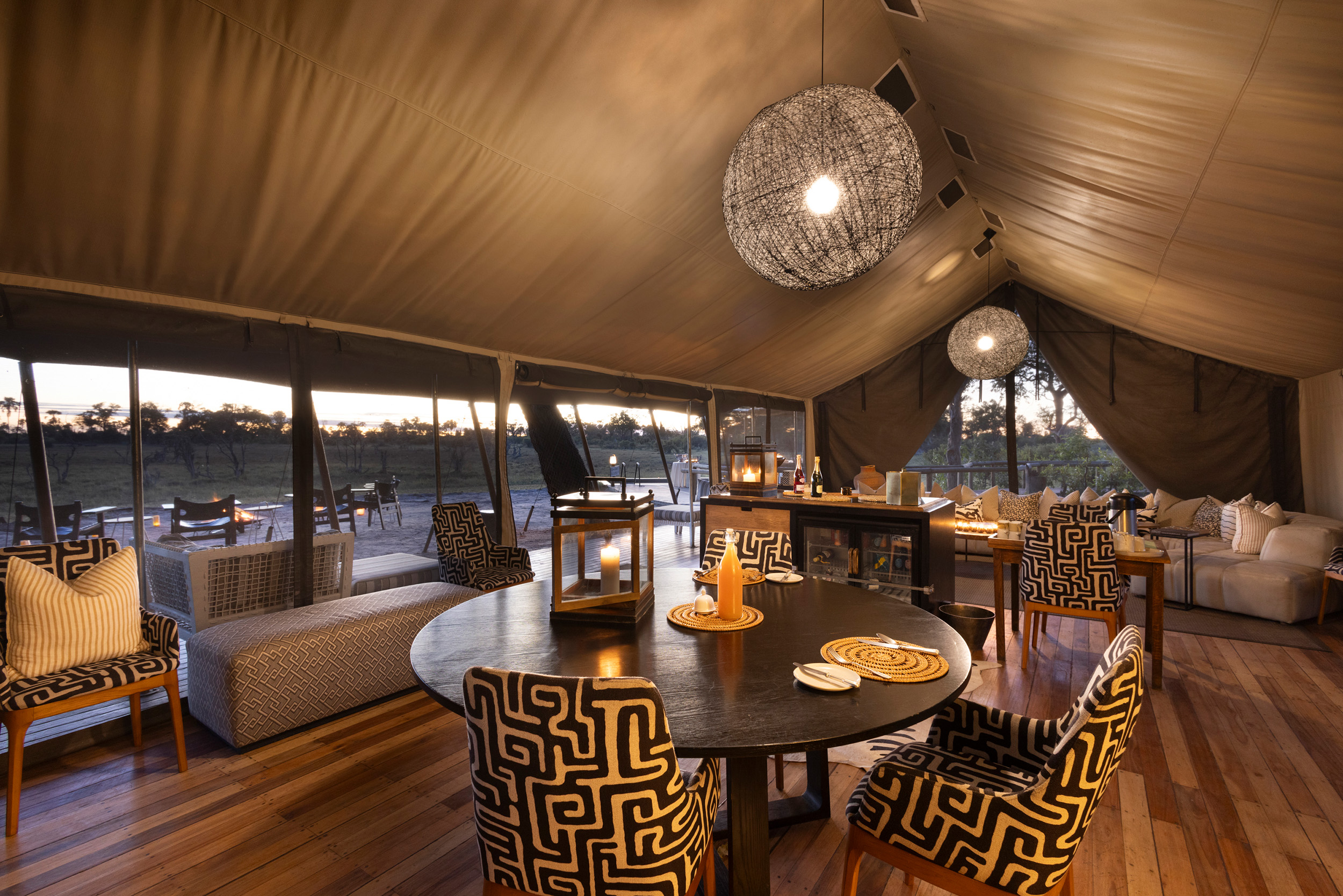 Machaba safaris botswana gomoti camp main tent interior