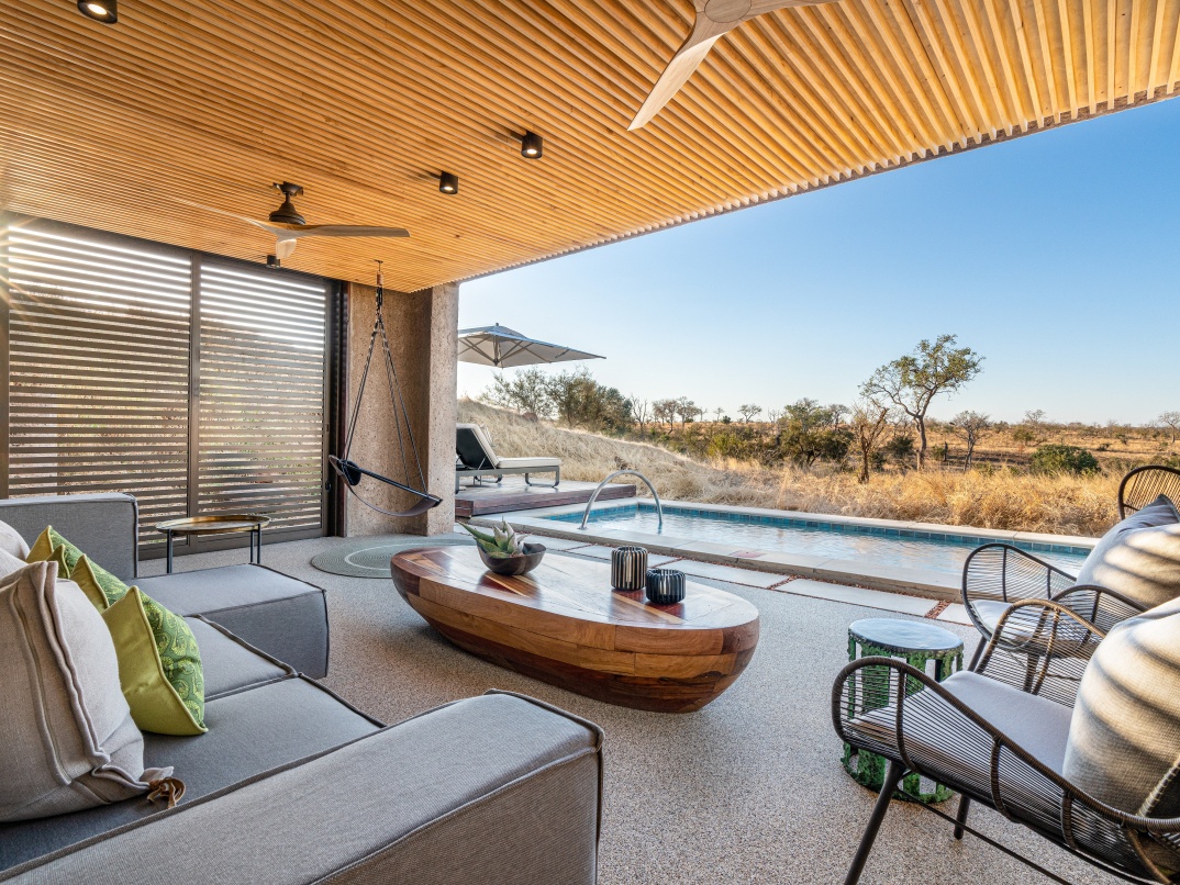 Earth lodge luxury suite terrace lounge
