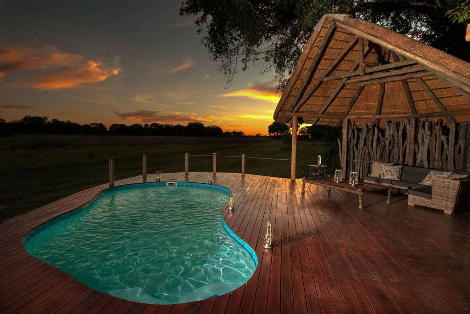Chitabe lediba pool deck at dusk