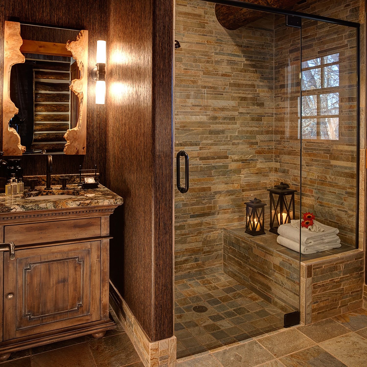 Magee Cabin Interior Wood Bathroom